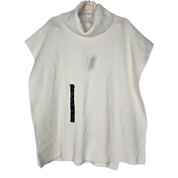 NEW Banana Republic XS/S Cream Turtleneck Sweater Poncho Minimalist Ribbed - Picture 1 of 4